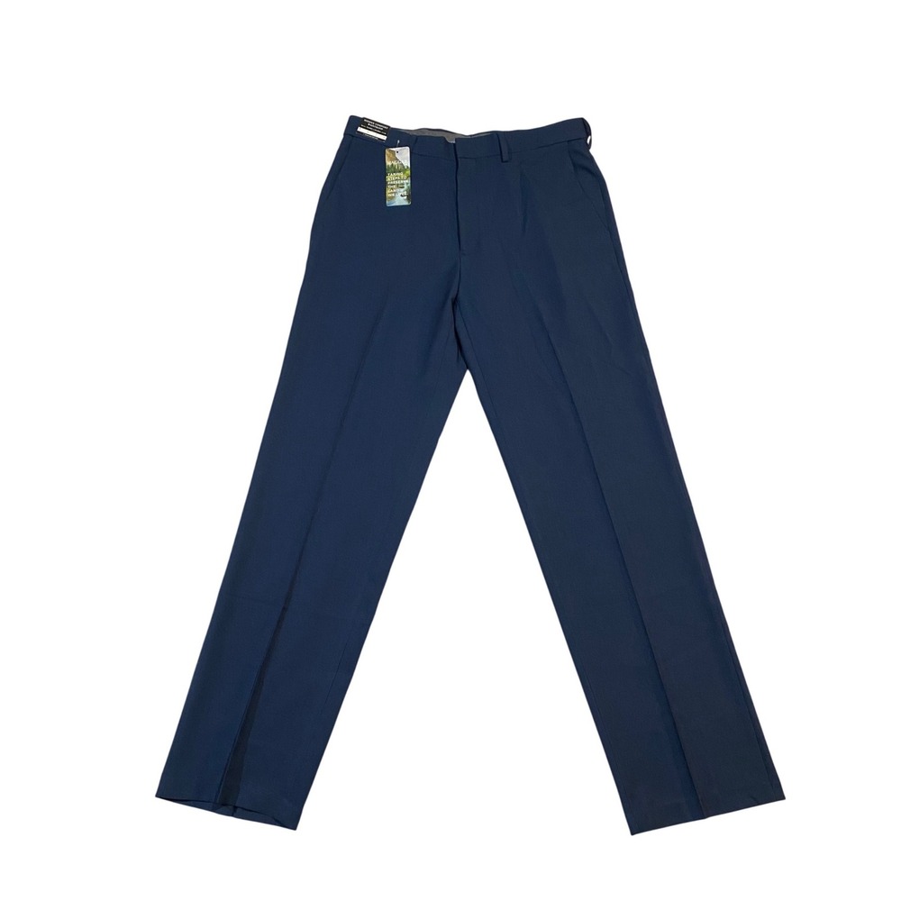 Haggar Premium Comfort Mens Dress Pants 32x32 Blue Classic Fit Stretch